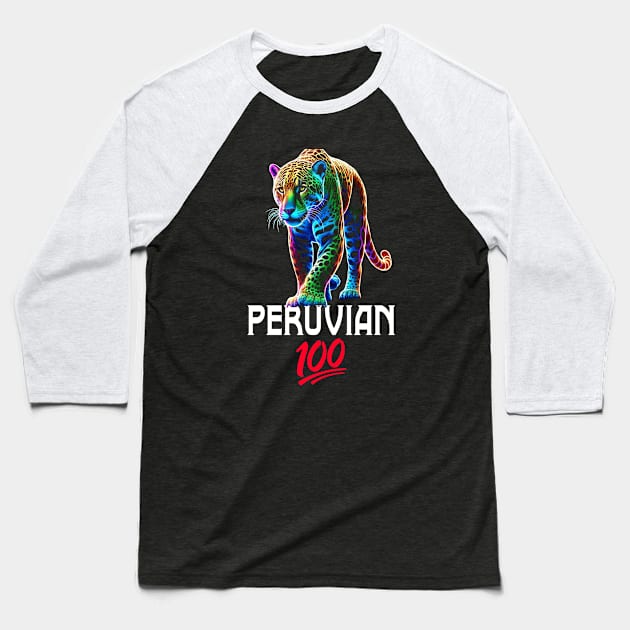 Peruvian Pride Jaguar Mountain 100% Peru Roots Baseball T-Shirt by Sambastyles